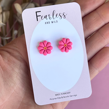 Pink Daisy Studs