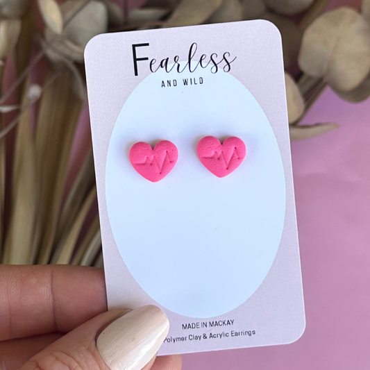 Pink Heart Beat Stud