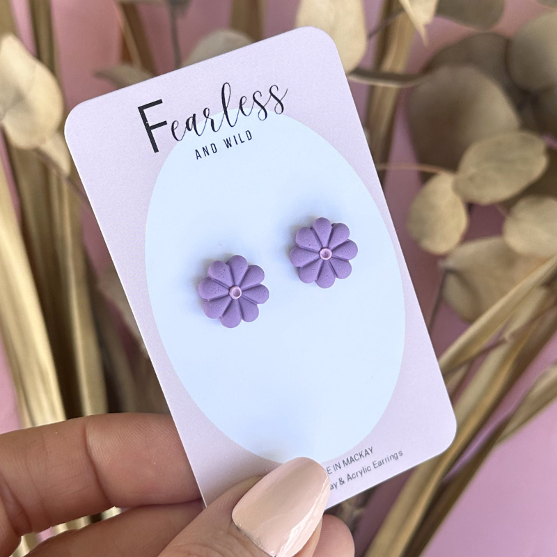 Purple Daisy Studs