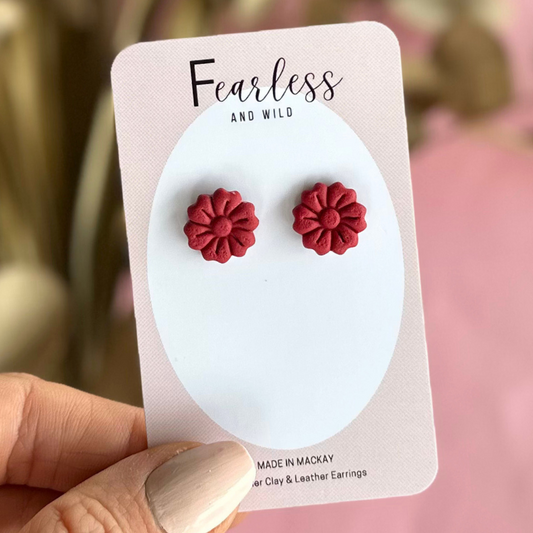 Red Flower Studs