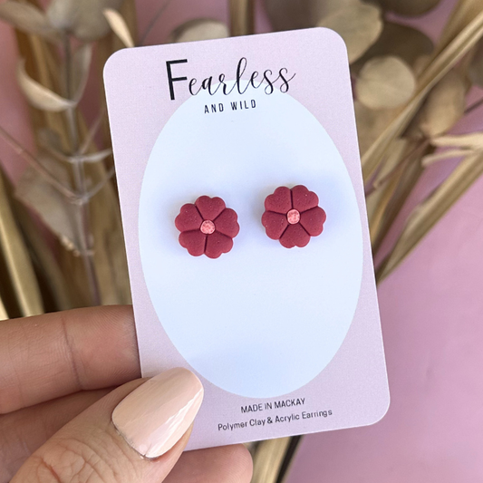 Red Petal Studs