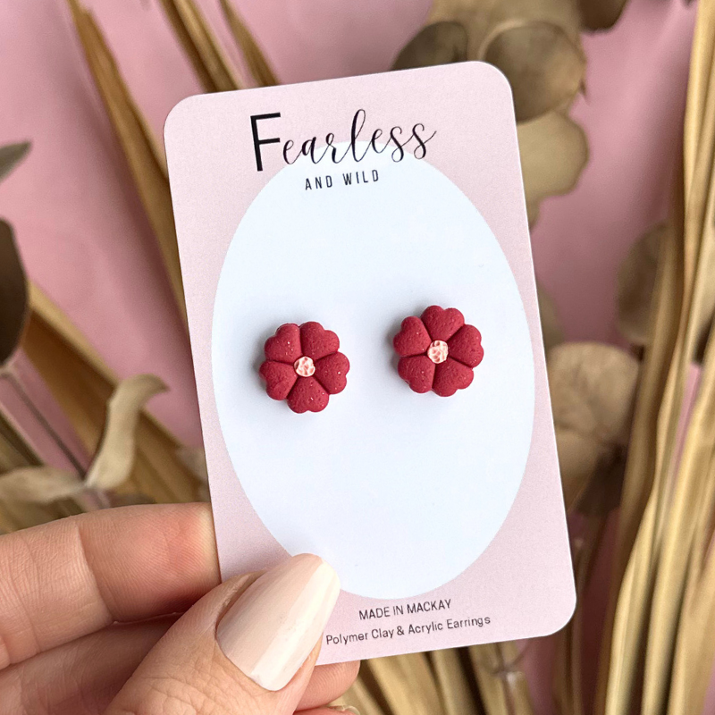 Red Petal Studs