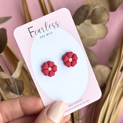 Red Petal Studs