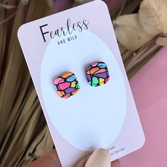 Square Liquorice Pop Stud