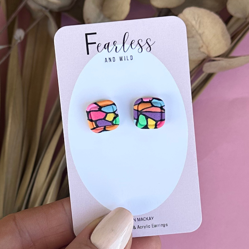 Square Liquorice Pop Stud