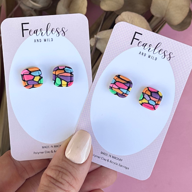 Square Liquorice Pop Stud