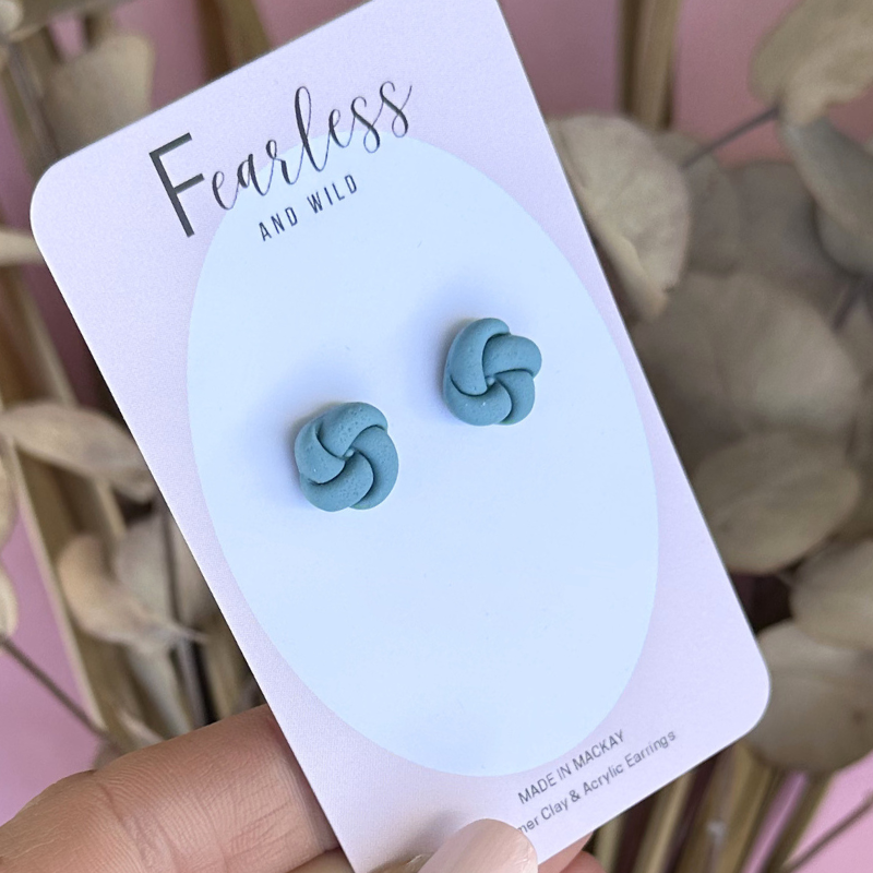 Teal Knot Stud