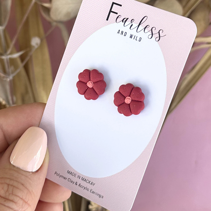 Red Petal Studs