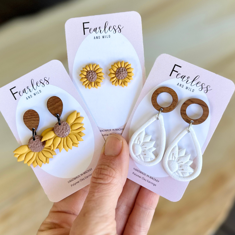 Sunflower Earrings Sunflower Studs Earrings Polymer Clay