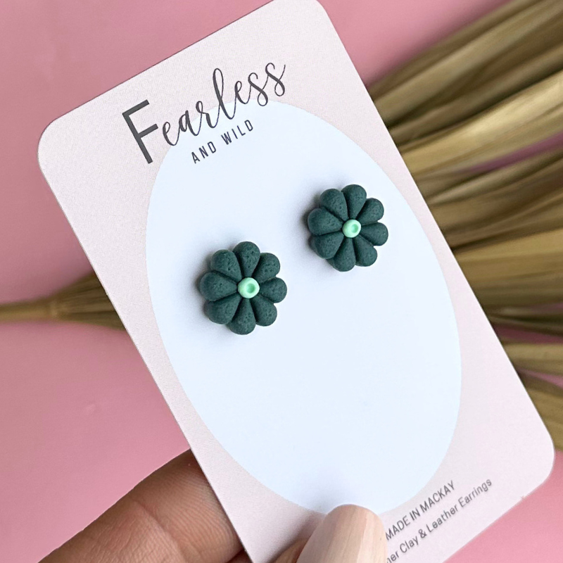 Teal Daisy Studs