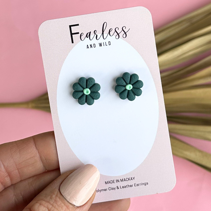 Teal Daisy Studs