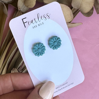 Teal Bloom Studs