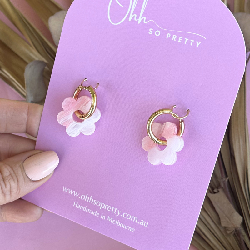 Electric Pink Daisy Hoop Acrylic