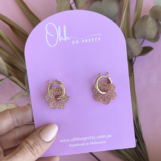Rose Glitter Daisy Hoop Acrylic