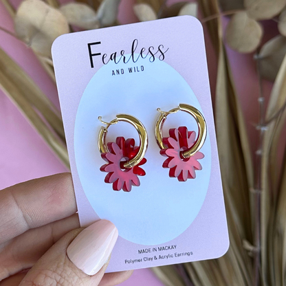 Tudy Red Daisy Hoop Acrylic