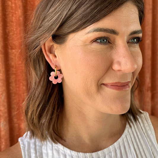 Electric Pink Daisy Hoop Acrylic