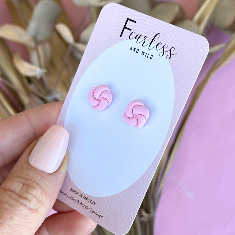 Soft Pink Knot Stud