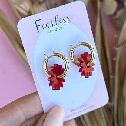 Tudy Red Daisy Hoop Acrylic