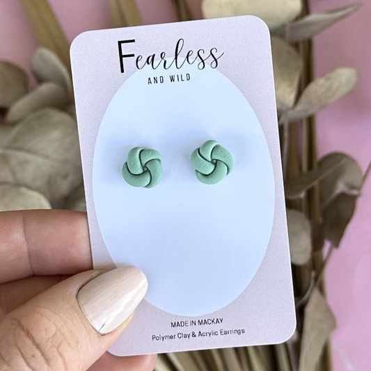Moss Green Knot Stud