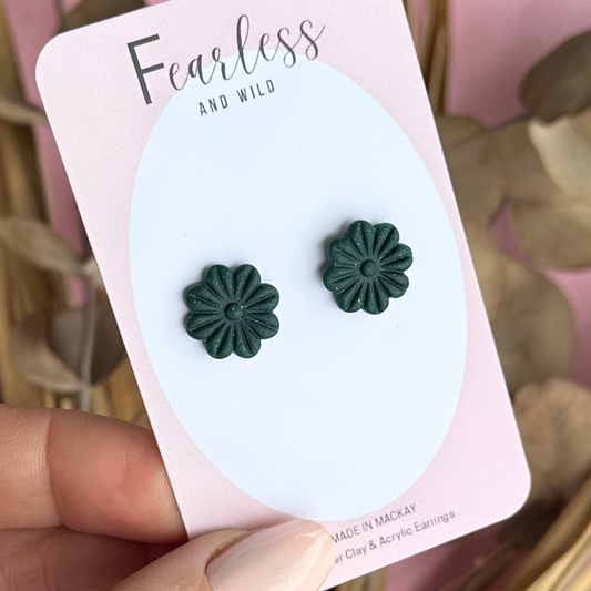 Forest Green Posy Studs