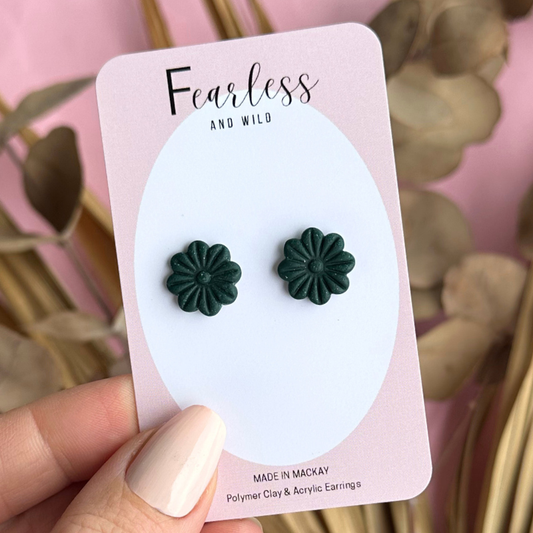 Forest Green Posy Studs