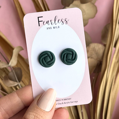 Round Stud Forest Green Knot
