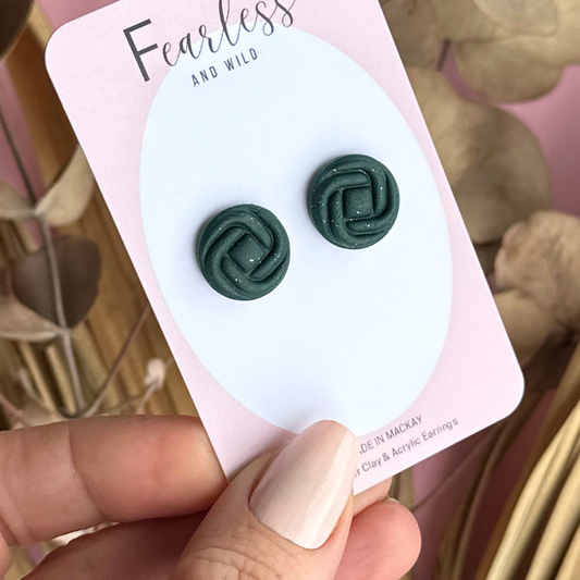 Round Stud Forest Green Knot