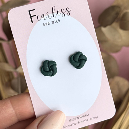 Forest Green Knot Stud