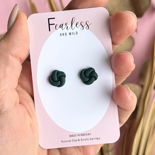 Forest Green Knot Stud
